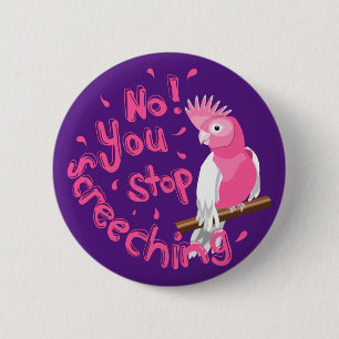 Noisy Pink Galah Ronde Button 5,7 Cm