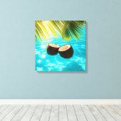 Noix de coco tropicales dans une impression sur to (Insitu (Plancher de Bois))