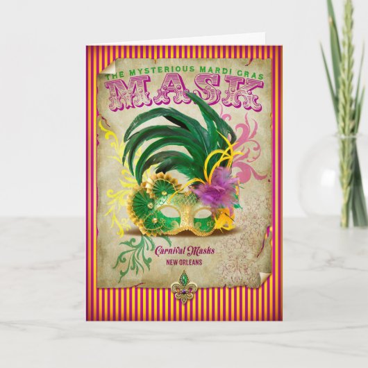 NOLA Collectie Mardi Gras Mask Kaart (Voorkant)