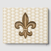 Nola Gold & White Franse Fleur de Lis bruiloft Gastenboek (Achterkant)