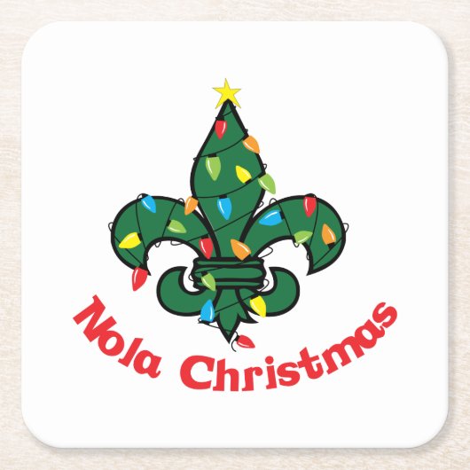 Nola Kerstmis Vierkante Kartonnen Onderzetter (Voorkant)