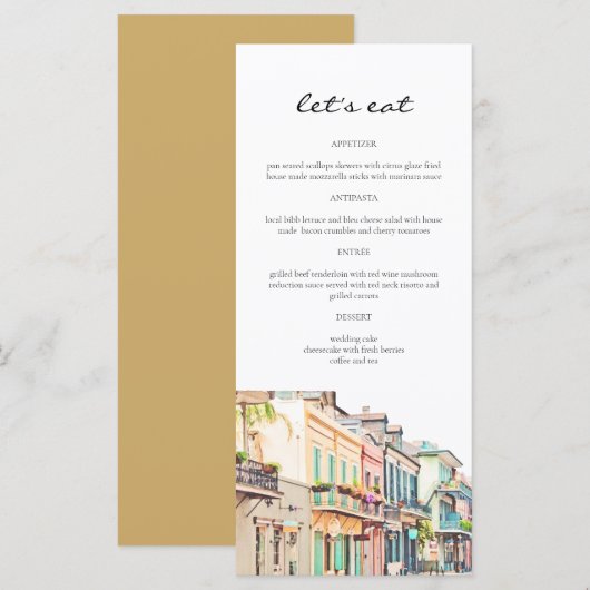 NOLA New Orleans Bourbon Street Cartes de menu (Devant / Derrière)