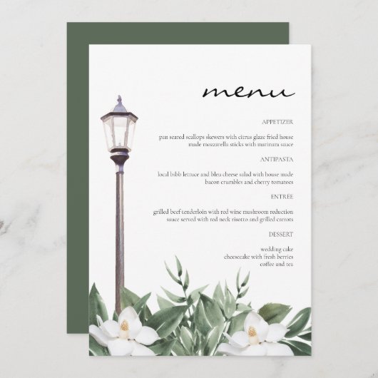 NOLA New Orleans Magnolia 5x7" Manger Menu (Devant / Derrière)
