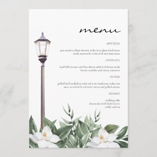 NOLA New Orleans Magnolia 5x7" Manger Menu (Devant)