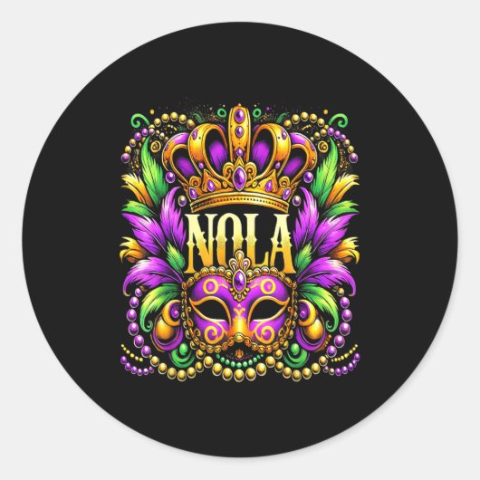 Nola New Orleans Mardi Gras 2025  Ronde Sticker (Voorkant)