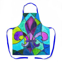 NOLA-serie blauwe mozaïek all-over print schort