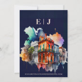 Nola Waterverf New Orleans Bruiloft Save The Date Kaart (Achterkant)