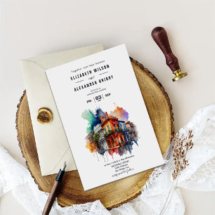 Nola Waterverf New Orleans City Louisiana Bruiloft Kaart