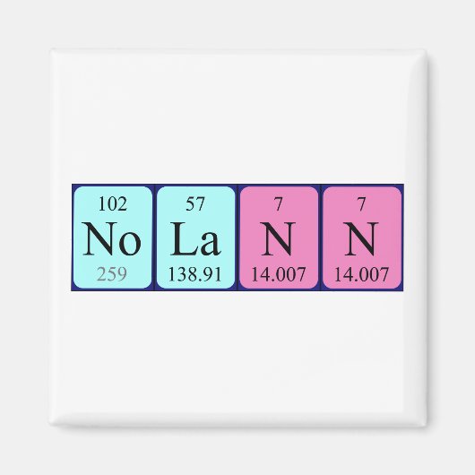 Nolann periodiek table name magnet magneet (Voorkant)