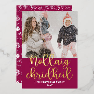 Nollaig Chridheil, Scots Gaelic Merry Kerstmis Folie Feestdagenkaart