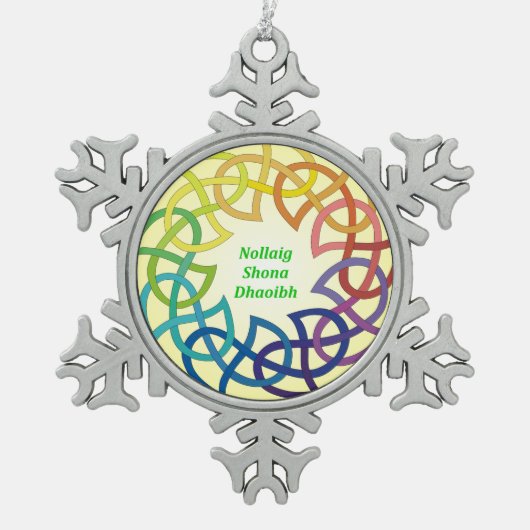 Nollaig Shona Dhaoibh - Irish Kerstmis Snowflake Tin Sneeuwvlok Ornament (Voorkant)
