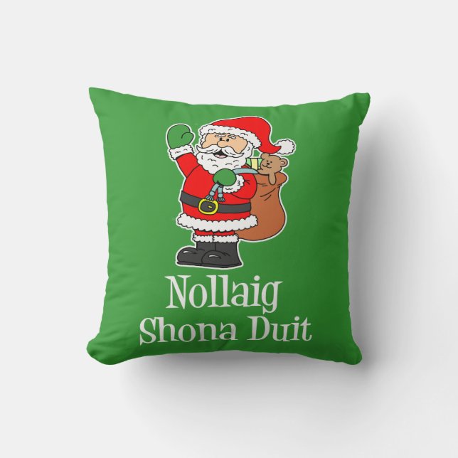 Nollaig Shona Duit Irish KerstkerstSanta Kussen (Voorkant)