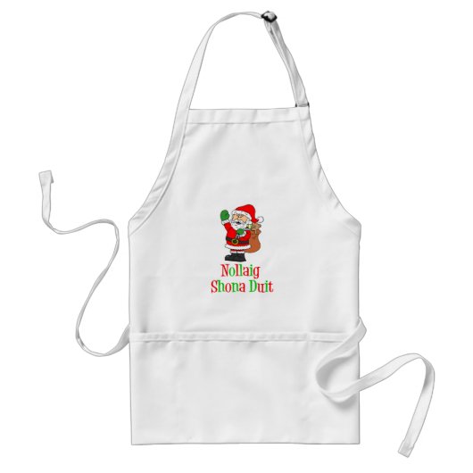 Nollaig Shona Duit Irish KerstkerstSanta Standaard Schort (Voorkant)
