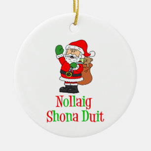 Nollaig Shona Duit Irish KerstSanta Ceramic O Keramisch Ornament