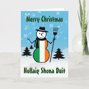 Nollaig Shona Duit Merry KerstIreland Snowman Feestdagen Kaart
