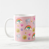 Nom 3D mignon Rainbow Clouds Stars Sun & Heart Mug (Gauche)