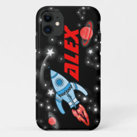 Nom 4 lettre espace fusée noir coque iphone