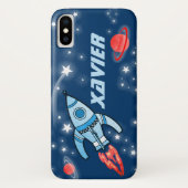Nom 6 lettre espace fusée bleu coque iphone (Dos)