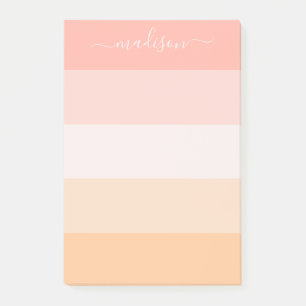 Nom à rayures rose vif moderne Post-It Notes