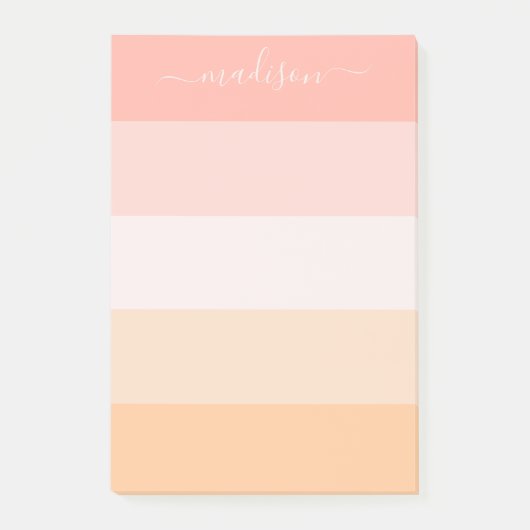 Nom à rayures rose vif moderne Post-It Notes (Devant)