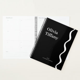 Nom Année Personnalisé Minimaliste Noir et Blanc