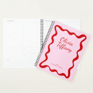 Nom Année Personnalisé Rose et Rouge Minimaliste