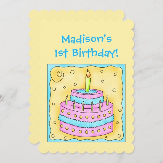 Nom Anniversaire Cake Art Party Invitation (Devant / Derrière)