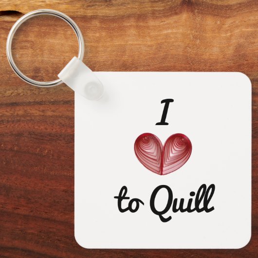 Nom au dos, j'aime le Quill porte-clés de 6,35 cm (Recto)