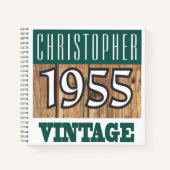 Nom avec le Carnet Vintage de l'année 1955 (Devant)