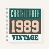 Nom avec le Carnet Vintage de l'année 1989 (Devant)