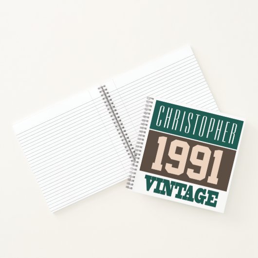 Nom avec le Carnet Vintage de l'année 1991 (Intérieur)