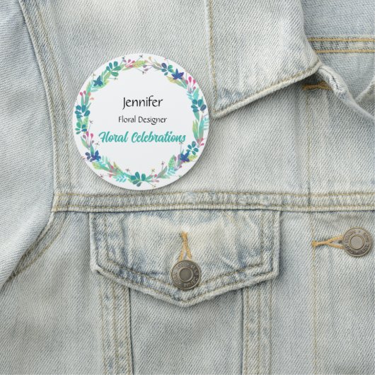 Nom Balise Florist Custom Text Round Badge (En situation)