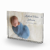 Nom bleu Date de naissance Script Bébé Bloc photo (Droite)