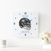 Nom bleu de casque de football et horloge d'école (Maison)
