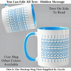 Nom bleu Message caché Mug tendance 121B Moderne
