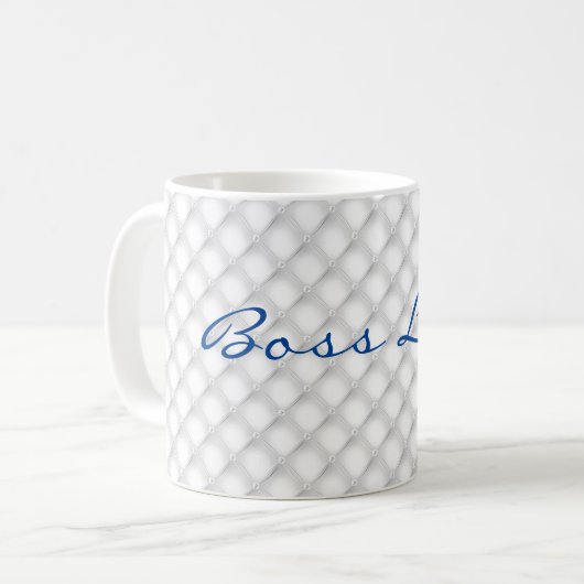 Nom, Boss Lady White Tufted 11oz Café Mug (Devant gauche)