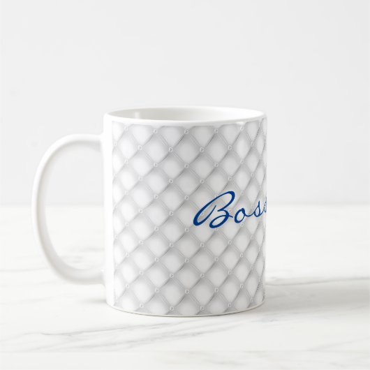 Nom, Boss Lady White Tufted 11oz Café Mug (Gauche)