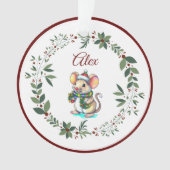 Nom Burgundy Cute Souris Arbre de Noël (devant)