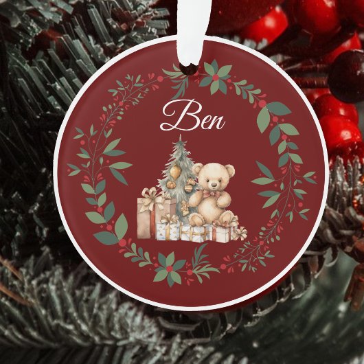 Nom Burgundy Cute Teddy Christmas Tree
