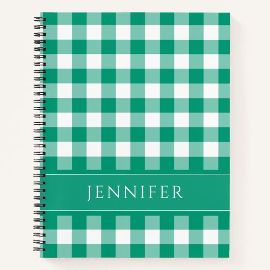 Nom Carnet motif vichy vert et blanc à carreaux (Devant)