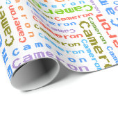 Nom coloré Papier d'enveloppement cadeau personnal (Coin rond)