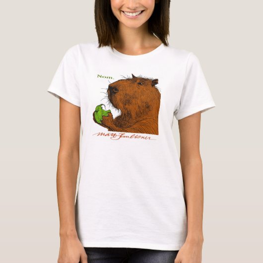"Nom." Colorful Capybara Woman's T-shirt (Voorkant)