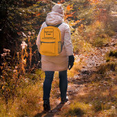 Nom commercial et logo sur le sac à dos orange