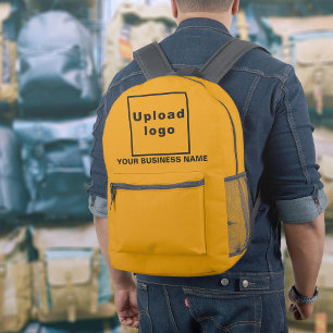 Nom commercial et logo sur le sac à dos orange