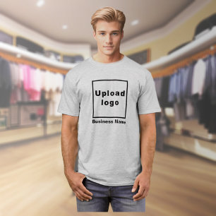 Nom commercial et logo sur T-shirt gris