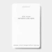 Nom commercial personnalisé Badge du visiteur (Arrière)