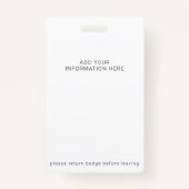 Nom commercial personnalisé Badge du visiteur (Dos)