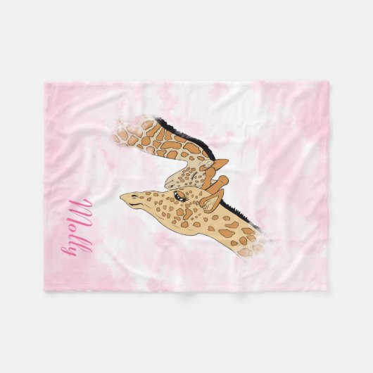 Nom couverture girafe personnalisable (Devant (Horizontal))