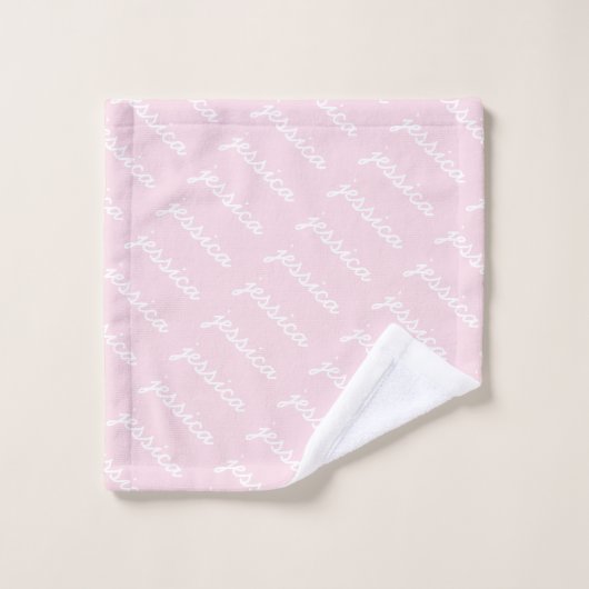 Nom cursif rose de votre nom (Gant de toilette)