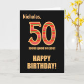 Nom customisé 50e anniversaire pour lui Carte (Fleur jaune)